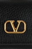 נרתיק אוזניות מעור שחור עם לוגו זהב VALENTINO GARAVANI