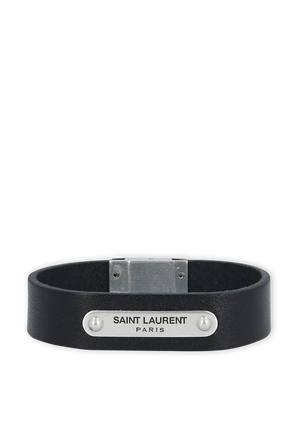 ID Bracelet in Black Leather SAINT LAURENT