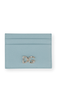 Pastel Blue Leather Card Holder with Rhinestone DG Logo DOLCE & GABBANA