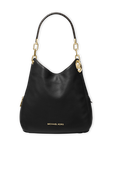 תמונה קידמית של Lillie Pebbled Leather Shoulder Bag In Black