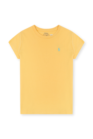 גילאי 8-16 חולצת טי צהובה עם לוגו רקום POLO RALPH LAUREN KIDS