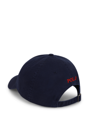 כובע בייסבול כחול עם לוגו רקום אדום POLO RALPH LAUREN