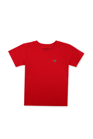גילאי 2-16 חולצת טי באדום עם פאץ' לוגו LACOSTE KIDS