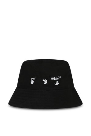 כובע באקט שחור עם לוגו רקום OFF WHITE