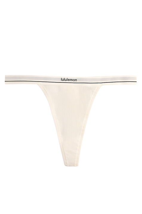 Stretch Cotton Ribbed Logo High-Rise Thong Underwear LULULEMON