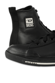 Logo Patch Sneakers in Black Leather DIESEL