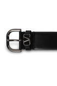חגורה מעור עם לוגו מטאלי בצבע שחור VALENTINO GARAVANI