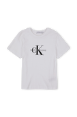 גילאי 4-16 חולצת טי לוגו אייקונית בלבן CALVIN KLEIN