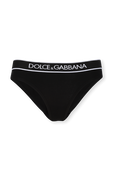 תחתונים ברזילאים שחורים עם רצועת לוגו DOLCE & GABBANA