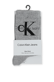 גרביים באורך קרסול ובסריגת ריב עם לוגו בגוון אפור CALVIN KLEIN