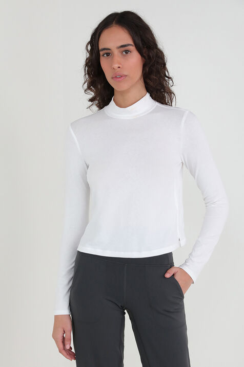 Classic-Fit Cotton-Blend Mock Neck Long-Sleeve Shirt