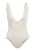 תמונה קידמית של One-Piece Crochet Swimsuit in Ivory