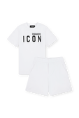 גילאי 4-16 חליפה הכוללת חולצה ומכנסיים קצרים בגוון לבן DSQUARED2 KIDS