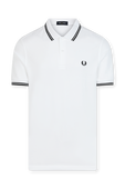 חולצת פולו לבנה עם לוגו רקום FRED PERRY