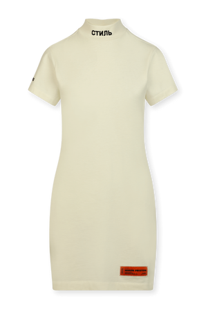שמלת טי לבנה עם לוגו HERON PRESTON