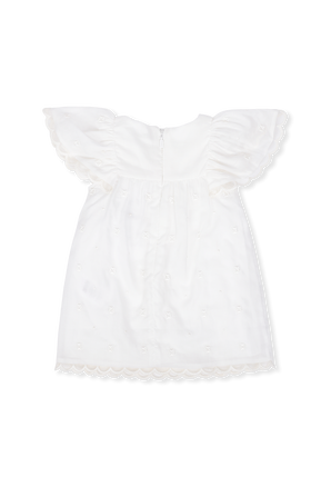 גילאי 1-18 חודשים שמלה בגוון אוף- וויט  עם תחתונים לבנים CHLOE KIDS