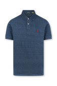 חולצת פולו קצרה כחולה עם לוגו רקום POLO RALPH LAUREN