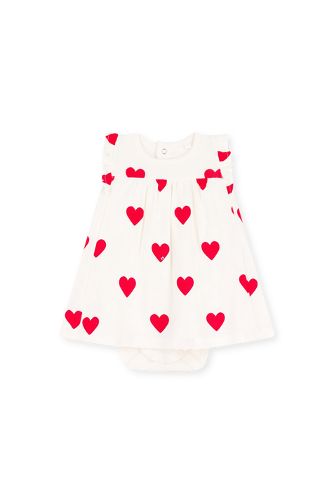 שמלת לבבות קצרה - גילאי 1-18 חודשים PETIT BATEAU