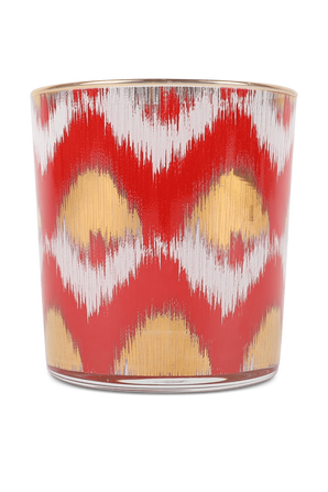 כוס זכוכית עם הדפס גראפי באדום וזהב LES OTTOMANS