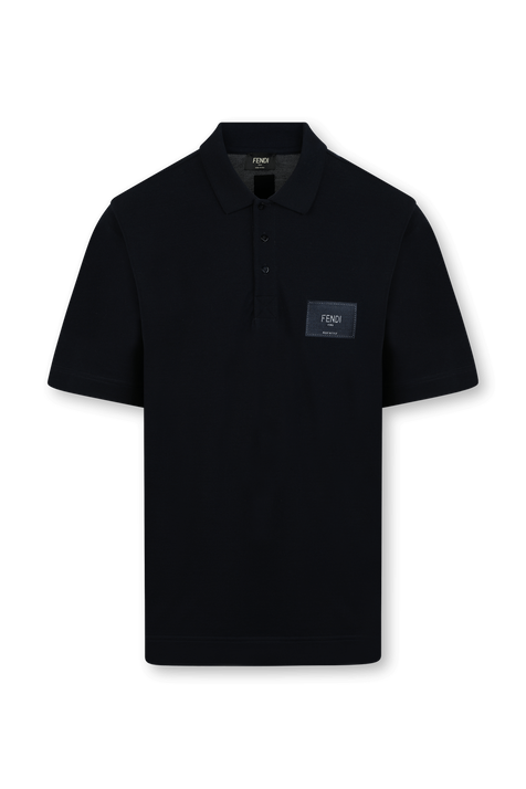 חולצת פולו שחורה עם לוגו פאץ' FENDI