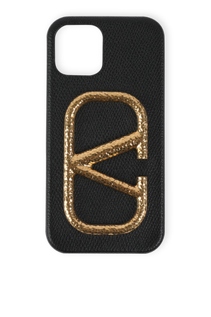 כיסוי שחור לאייפון 12 עם לוגו זהב VALENTINO GARAVANI