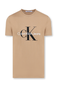 חולצת טי מונוגרמית בגוון חום בהיר CALVIN KLEIN