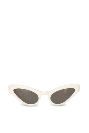 Cat Oval Logo Sunglasses in White BALENCIAGA