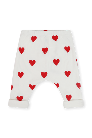 גילאי NB-18 חודשים מכנסיים לבנים עם דפוס לבבות אדומים PETIT BATEAU