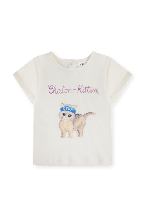 חולצת טי עם הדפס חתול גילאי 6-12 OEUF NYC