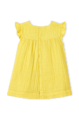 תמונה אחורית של גילאי 18-36 חודשים שמלת מיני צהובה