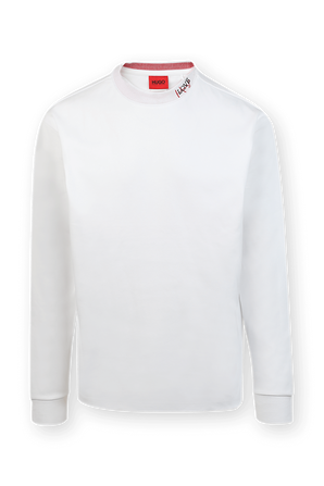 Logo Neckline Cotton Shirt in White HUGO