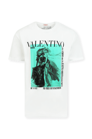 חולצת טי גרפית לבנה עם לוגו VALENTINO