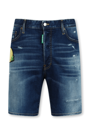 מכנסי ג'ינס קצרים בכחול משופשף DSQUARED2