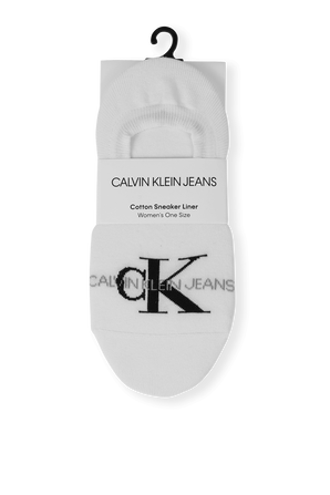 גרבי סניקרס לבנים עם לוגו CALVIN KLEIN
