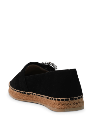 Crystal Flat Espadrille Shoes in Black JIMMY CHOO
