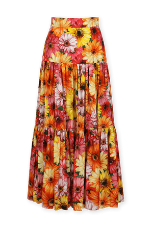 Flower Print Maxi Skirt in Orange and Yellow DOLCE & GABBANA