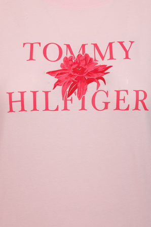 חולצת טי ורודה עם לוגו פרח TOMMY HILFIGER