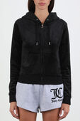 תמונת דוגמן קידמית של Black Classic Velour Hoodie