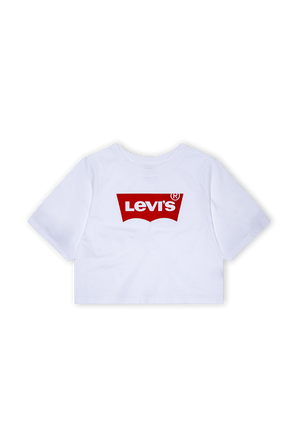 גילאי 2-4 חולצת טי קרופ בלבן עם לוגו אדום בחזית LEVI`S KIDS