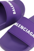 כפכפי סליידס סגולים עם לוגו BALENCIAGA