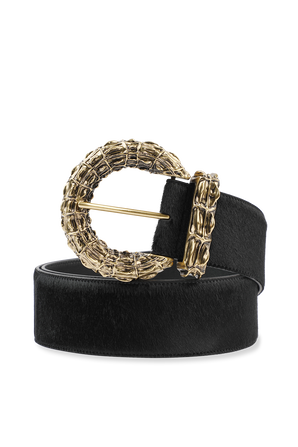 Gold Buckle Belt in Black SAINT LAURENT