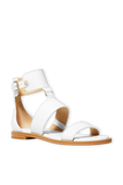 Leather Gladiator Sandal in White MICHAEL KORS