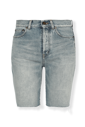 Straight Denim Shorts In Light Blue