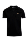 תמונה קידמית של Gold Tone Logo Black Polo Shirt In A Slim Fit