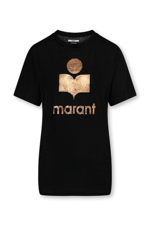 חולצת טי מפשתן עם הדפס לוגו מטאלי ISABEL MARANT