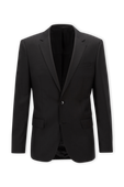 תמונה קידמית של Black Slim Fit Jacket in Virgin Wool