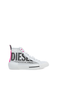 תמונה קידמית של Mesh Logo High Top Sneakers in White