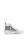 Mesh Logo High Top Sneakers in White DIESEL