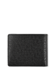 תמונה אחורית של Signature Grainy Leather 6 cc Wallet In Black 