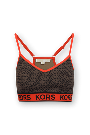 חזיית ספורט עם הדפס לוגומאני בגווני חום ואדום MICHAEL KORS